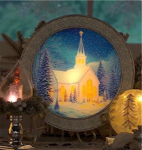 lot 4238 image: Illuminated Scene with Easel by Valerie Valerie Parr Hill