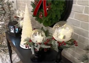 lot 4243 image: Set of 2 (6) Illuminated Snowy Winter Spheres by Valerie