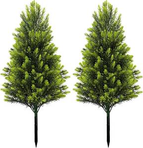 lot 4250 image: Artificial Cedar Topiary Trees, Outdoor 10-Pack 20in Shrubs