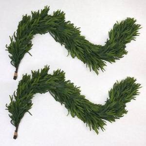 lot 4253 image: $76 6FT Artificial Norfolk Pine Garland 2 Pack   Dense Green