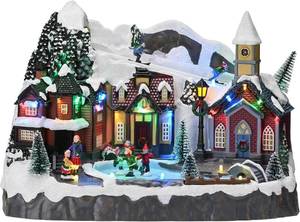 lot 4268 image: $80 Valery Madelyn Christmas Village Sledding, Pre-Lit Snow Pond 13.3