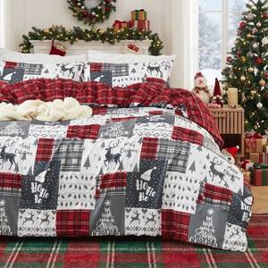 lot 4277 image: $50 CAROMIO Christmas Comforter Set King Reversible 3 Pieces