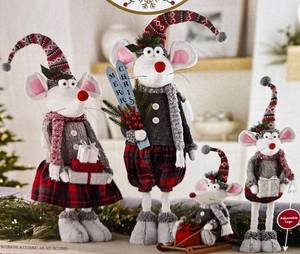 lot 4280 image: $78 Members Mark Plush Mice Decor Standing Mice with Adjustable Legs