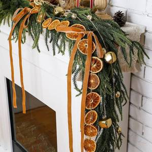 lot 4285 image: Daifunli 6FT Christmas Garland Vintage Dried Orange Bows Bells