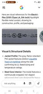 lot 5292 image: Electri-Flex Type LA 34in Liquidtight Flexible Metal Conduit  Model 22101
