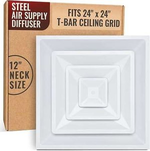 lot 5304 image: Set of 2 - Steel Air Supply Diffusers 24x24 T-Bar Ceiling