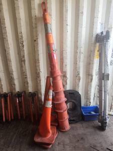 lot 21216 image: Traffic Control Road Safety Cone Stacker w Weighted Base