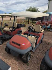 lot 7775 image: Club Car 4-Seat Electric Golf Cart RedTan 48V