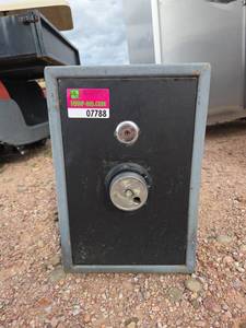 lot 7788 image: Metal Security Box w Combination Lock & Key Lock