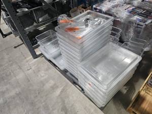 lot 7806 image: Lot of Clear Plastic Food Storage Containers and More