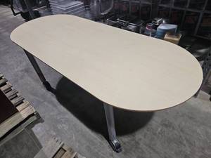 lot 7825 image: Oval Mobile Conference Table w Casters