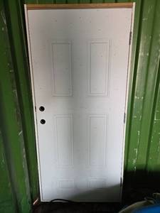 lot 7857 image: Steel Acero 6-Panel Exterior Door Left Hand Brickmould