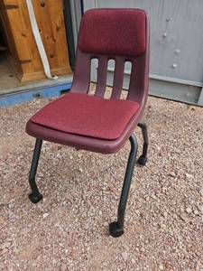 lot 7870 image: (5) Office Chair with Casters Burgundy Seat Back Support