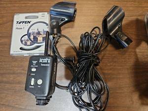 lot 9346 image: Tiffen Haze-1 72mm Filter, PocketWizard Plus II Transceiver, 2 Flash Brackets
