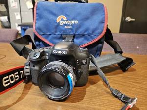 lot 9354 image: Canon EOS 7D Digital SLR Camera with EF 60mm f1.4 Lens and Lowepro Nova 2 Bag