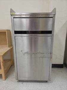 lot 1020 image: Stainless Steel Commercial Trash Receptacle w Slot