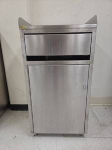 lot 1021 image: Stainless Steel Commercial Trash Receptacle w Slot