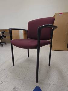 lot 1027 image: (5) Stacking Burgundy Fabric Office Chair w Black Frame