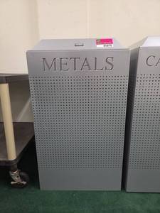 lot 1079 image: Rubbermaid Metal Waste Receptacle w Perforated Panel