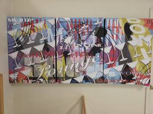 lot 1095 image: Pop Art Cocktail Lounge Canvas Wall Art Triptych