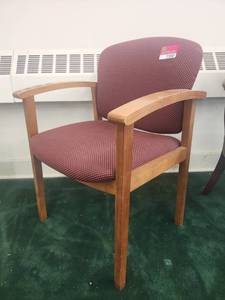 lot 22047 image: Wood Frame Upholstered Armchair, Burgundy