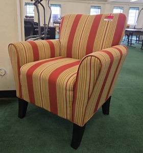 lot 22067 image: Striped Upholstered Armchair w Black Legs