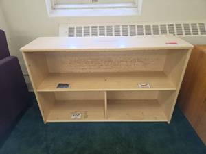 lot 22113 image: Wooden Shelving Unit w Three Shelves and Dividers