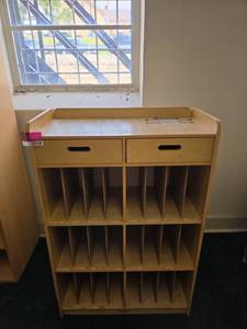 lot 22119 image: Kaplan Wooden Storage Cubby Unit w Drawers