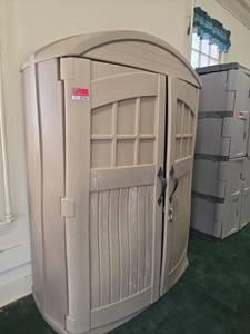 lot 22126 image: Step-2 Plastic Outdoor Storage Cabinet w Shelves&nbsp