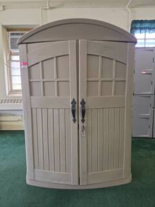 lot 22127 image: Step-2 Plastic Outdoor Storage Cabinet w Shelves&nbsp