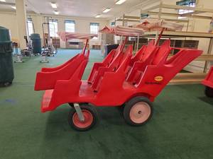 lot 22143 image: Angeles Bye-Bye Buggy Multi-Seat Stroller Red