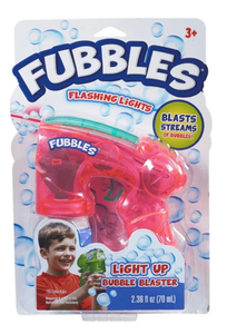 lot 43721 image: Fubbles Light-Up Bubble Blower 2 Pack.  Each blower requires 3 AA batteries (not included).