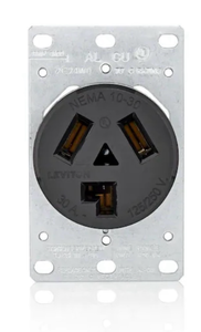 lot 43731 image: Leviton 30 Amp 125-Volt250-Volt Shallow Outlet NEMA 10-30