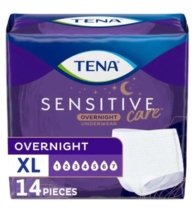 lot 44132 image: TENA Sensitive Care Overnight Underwear XL 14 Pieces