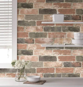 lot 44134 image: NuWallpaper Newport Reclaimed Brick Red Wallpaper