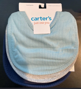 lot 44137 image: Carters 3 Teething Bibs and up&up Diaper Bag Refills (4rolls).
