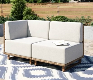lot 44162 image: NEEDS CUSHION ATTENTION Ebern Designs 50.8 Wide Outdoor Wicker Patio Sofa with Cushions