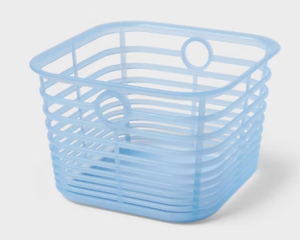 lot 44166 image: Set of 6 Light Blue Plastic Storage Basket with Handles