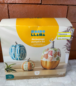 lot 44180 image: 2kits-Mondo Llama Decoupage Pumpkin Kit, Makes 3, Non-Toxic