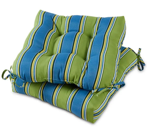 lot 44208 image: Striped Outdoor Chair Cushion Set Blue Green Yellow
