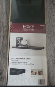 lot 44210 image: Home Decorators Collection 24 in Decorative Shelf Black-Has blemishes & split where a screw hole is