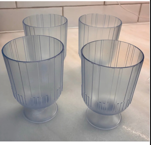 lot 44490 image: Hearth & Hand with Magnolia Blue Ribbed Wine Glasses Set of 12.