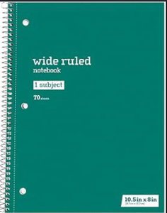lot 44762 image: 5 Office Depot Brand Wide Ruled Notebooks 1 Subject 70 Sheets 10.5in x 8in