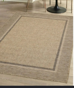lot 44418 image: Neutral Bordered Area Rug with Frame Design