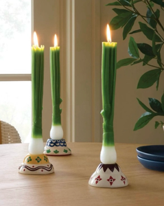 lot 44446 image: Fun table decorations for any food establishment 3 boxes of Threshold Green Onion Taper Candles 3 Count each box