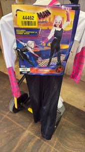 lot 44465 image: Size S-Spider-Gwen Child Hooded Jumpsuit & Fabric Mask Costume.  NO GLOVES