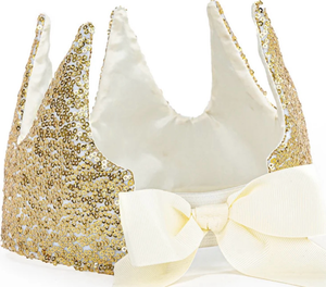 lot 44476 image: Gold Sequin and Ivory Fabric Party Crown with Bow Tie