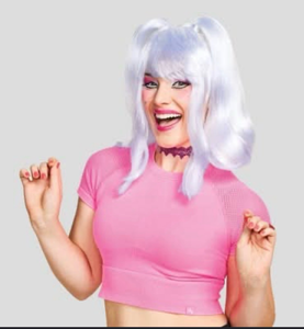 lot 44515 image: White Synthetic Hair Wig with Pigtail Buns