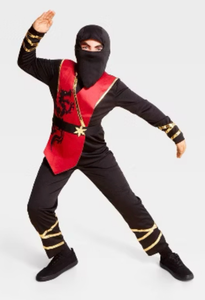 lot 44367 image: Size M.  Ninja Costume Child Black Red Gold