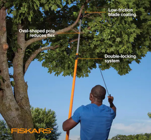 lot 44380 image: Fiskars Pole Saw with Low-Friction Blade Coating and Double-Locking System
